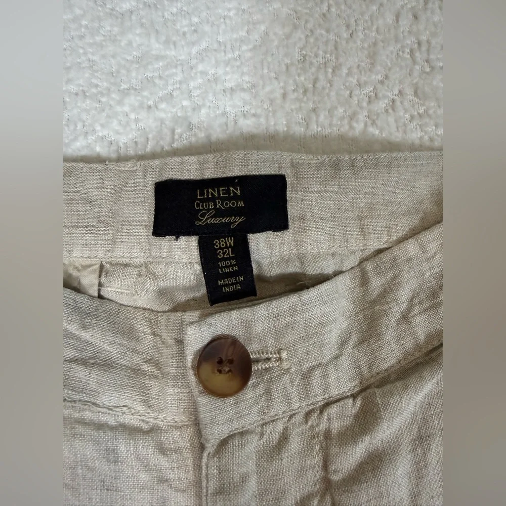 Club Room Men's 100% Linen Pants 38w/32L- sand
